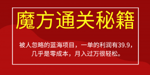 被人忽略的蓝海项目，魔方通关秘籍一单利润有39.9，几乎是零成本，月….-康仁安资源