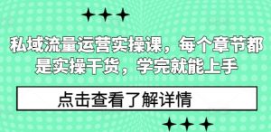 私域流量运营实操课,每个章节都是实操干货,学完就能上手-康仁安资源