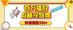 百万播放的AI萌宠跳舞玩法，快速涨粉500+，视频号快速起号，1分钟教会你(附详细教程)-康仁安资源