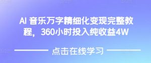 AI音乐精细化变现完整教程，360小时投入纯收益4W-康仁安资源