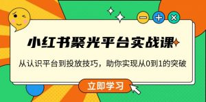 小红书 聚光平台实战课,从认识平台到投放技巧,助你实现从0到1的突破-康仁安资源