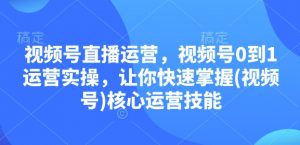 视频号直播运营，视频号0到1运营实操，让你快速掌握(视频号)核心运营技能-康仁安资源