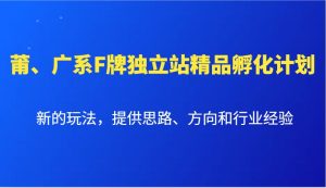 莆、广系F牌独立站精品孵化计划，新的玩法，提供思路、方向和行业经验-康仁安资源