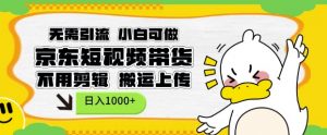 无需引流，小白可做，京东短现频带货，不用剪辑，搬运上传，日入1k【揭秘】-康仁安资源