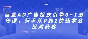 巨量AD广告投放引擎0~1必修课，新手从0到1快速学会投流获客-康仁安资源