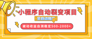 【小程序自动裂变项目】全自动推广，收益在500-2000+-康仁安资源