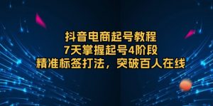抖音电商起号教程,7天掌握起号4阶段,精准标签打法,突破百人在线-康仁安资源