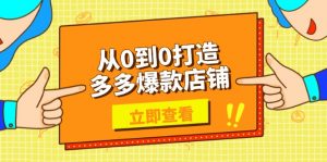 从0到0打造多多爆款店铺，选品、上架、优化技巧，助力商家实现高效运营-康仁安资源