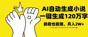 AI写小说，一键生成120万字，躺着也能赚，月入2w+-康仁安资源