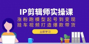 IP剪辑师实操课:涨粉跑模型起号到变现,挂车视频打造爆款带货-康仁安资源