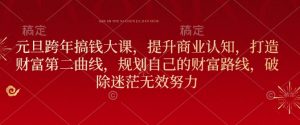 元旦跨年搞钱大课，提升商业认知，打造财富第二曲线，规划自己的财富路线，破除迷茫无效努力-康仁安资源