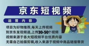 京东短视频带货课,无需自己拍摄剪辑,保姆式教学,两天快速上手-康仁安资源