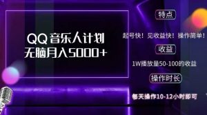 2024 QQ音乐人计划，纯无脑操作，轻松月入5000+，可批量放大操作-康仁安资源