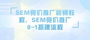 SEM竞价推广视频教程,SEM竞价推广0-1搭建流程-康仁安资源
