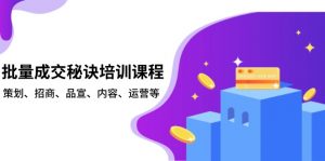 批量成交秘诀培训课程，策划、招商、品宣、内容、运营等-康仁安资源
