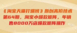 《淘宝天猫打爆班》原创高阶技术第64期,淘宝小爆款矩阵,年销售8000万店爆款矩阵操作-康仁安资源