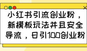 小红书引流创业粉，新模板玩法并且安全导流，日引100创业粉-康仁安资源