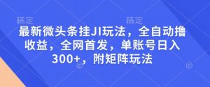 最新微头条挂JI玩法，全自动撸收益，全网首发，单账号日入300+，附矩阵玩法【揭秘】-康仁安资源