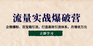 流量实战爆破营:企微爆粉、百宝箱引流,打造高效引流体系,月增收万元-康仁安资源