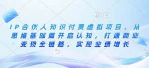 IP合伙人知识付费虚拟项目，从思维基础篇开启认知，打通商业变现全链路，实现业绩增长-康仁安资源