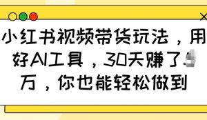 小红书视频带货玩法，用好AI工具，30天收益过W，你也能轻松做到-康仁安资源