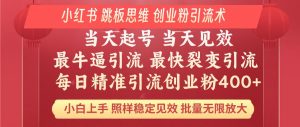 小红书 巧用跳板思维 每日暴力引流400＋精准创业粉 小白福音 效果拉满...-康仁安资源