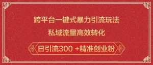跨平台一键式暴力引流玩法，私域流量高效转化日引流300 +精准创业粉-康仁安资源