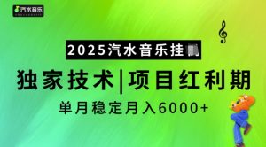 2025汽水音乐挂JI，独家技术，项目红利期，稳定月入5k【揭秘】-康仁安资源