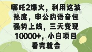 哪吒2爆火，利用这波热度，申公豹语音包强势上线，三天变现10000+，小…-康仁安资源