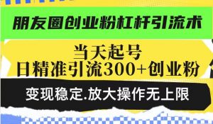 朋友圈创业粉杠杆引流术，投产高轻松日引300+创业粉，变现稳定.放大操...-康仁安资源