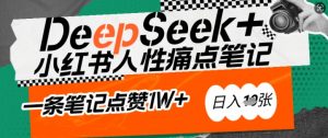 AI赋能小红书爆款秘籍：用DeepSeek轻松抓人性痛点，小白也能写出点赞破万的吸金笔记，日入多张-康仁安资源