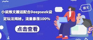 小说推文搬运配合Deepseek设定玩法揭秘,流量暴涨100%-康仁安资源