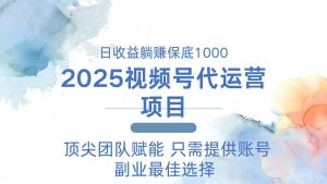 2025视频号代运营 日躺赚1000＋ 只需提供账号-康仁安资源