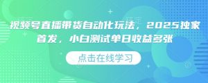 视频号直播带货自动化玩法，2025独家首发，小白测试单日收益多张【揭秘】-康仁安资源