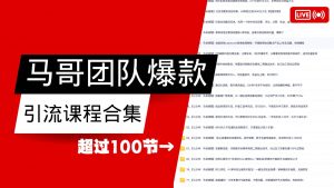 马哥团队【122节】最全项目爆款引流课程合集【持续更新】-康仁安资源