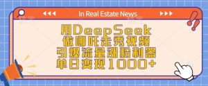 用DeepSeek做哪吒走秀视频,引爆流量涨粉利器,单日变现1k-康仁安资源
