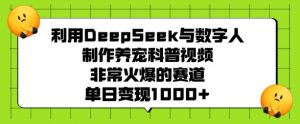 利用DeepSeek与数字人制作养宠科普视频，非常火爆的赛道，单日变现多张-康仁安资源