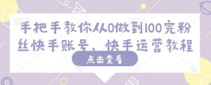 手把手教你从0做到100完粉丝快手账号,快手运营教程-康仁安资源