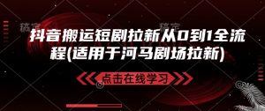 抖音搬运短剧拉新从0到1全流程(适用于河马剧场拉新)-康仁安资源