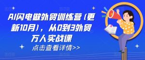 AI闪电做外贸训练营(更新25年2月)，从0到3外贸万人实战课-康仁安资源
