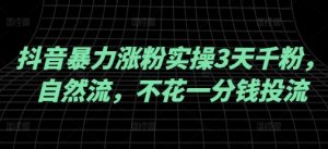 抖音暴力涨粉实操3天千粉，自然流，不花一分钱投流，实操经验分享-康仁安资源
