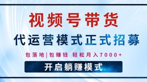 【视频号代运营】全程托管计划招募,躺赚模式,单月轻松变现7000+-康仁安资源