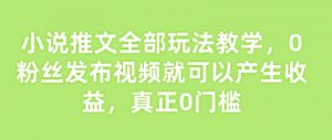 小说推文全部玩法教学,0粉丝发布视频就可以产生收益,真正0门槛-康仁安资源