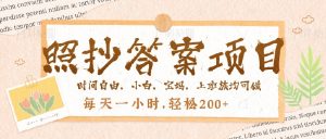 照抄答案，一个问题薅多遍，就有收益，每天一小时，轻松200＋-康仁安资源