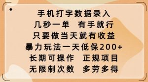 手机打字数据录入,几秒一单,有手就行,只要做当天就有收益,暴力玩法一天低保2张-康仁安资源
