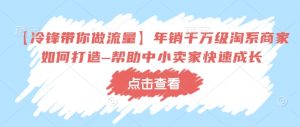 【冷锋带你做流量】年销千万级淘系商家如何打造–帮助中小卖家快速成长-康仁安资源