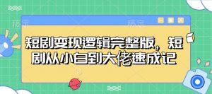 短剧变现逻辑完整版,短剧从小白到大佬速成记-康仁安资源