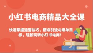 小红书电商精品大全课：快速掌握运营技巧，精准引流与爆单目标，轻松玩转小红书电商！-康仁安资源