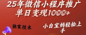 25年微信小程序推广单日变现多张,独家技术,小白宝妈轻松上手【揭秘】-康仁安资源
