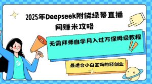 2025年Deepseek附能绿幕直播间挣米攻略无需拜师自学月入过W保姆级教程，最适合小白宝妈的轻创业-康仁安资源